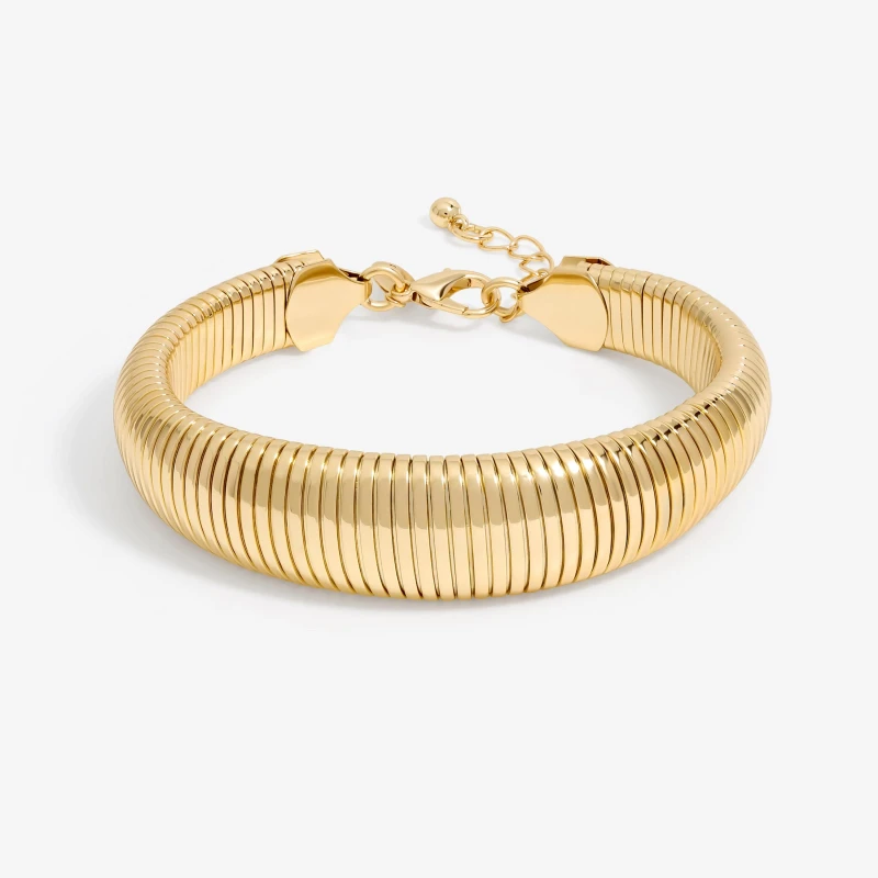 Image of Jon Richard Gold Plated Omega Cuff Bracelet Gold