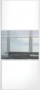 Image of Wickes Sliding Wardrobe Door Wideline White Panel and Mirror - 2220 x 610mm
