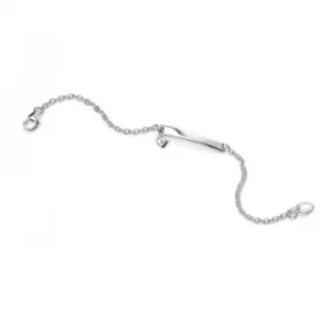 Image of Childrens D For Diamond Sterling Silver Heart Charm ID Bracelet