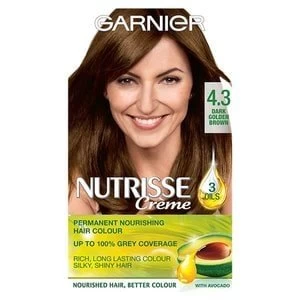 Image of Garnier Nutrisse 4.3 Dark Golden Brown Permanent Hair Dye Brunette