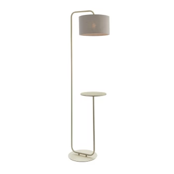 Image of Carrara Floor Lamp Satin Champagne Paint & Slate Grey Fabric