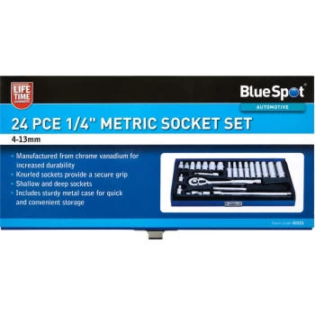 Image of Bluespot - 01531 24 Piece 1/4' Metric Socket Set (4-13mm)