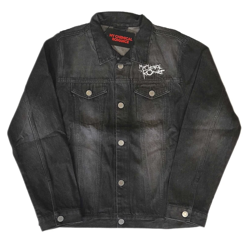 Image of My Chemical Romance My Chemical Romance Back Print Logo Denim Jacket in Black Size: large Black L Unisex 5063300185452