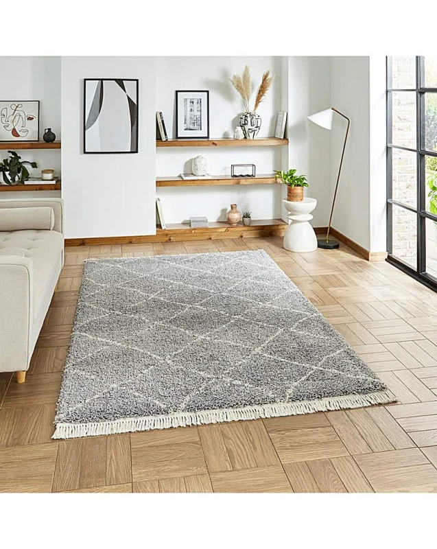 Image of Think Rugs Think Rugs Boho Berber Rug Grey - Think Rugs - Size: 160X230 Grey 160X230 MP65703