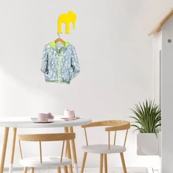 Image of Elephant - Yellow Yellow Metal Wall Hook