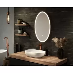 Image of Sensio Aurora Oval LED Bathroom Mirror CCT 800 x 500mm in Silver Mirrored Glass