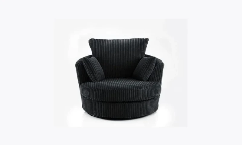 Image of LUXURY LIFE Collingdale Dylan Jumbo Cord Fabric Swivel Chair Black