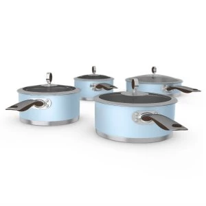 Image of Morphy Richards 4 Piece Non-Stick Stainless Steel Pan Set - Azure