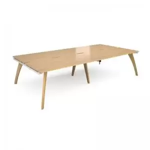 Image of Fuze double back to back desks 3200mm x 1600mm - white frame and oak