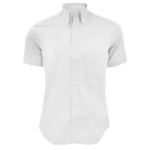 Image of Kustom Kit Mens Short Sleeve Tailored Fit Premium Oxford Shirt (14inch) (White)