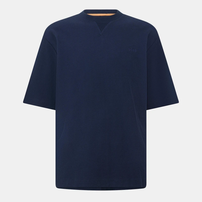 Image of Boss Mens Te Waffle T-Shirt Dark Blue male S