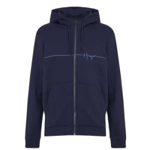 Image of Hugo Boss Dampari Script Logo Zip Through Hoodie Navy Size S Men