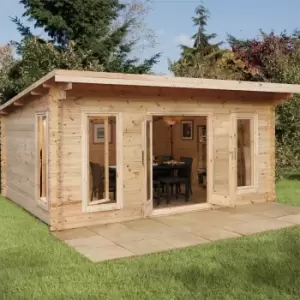 Image of Forest Mendip 5.0m x 4.0m Log Cabin Double Glazed, 24kg Polyester Felt, Plus Underlay
