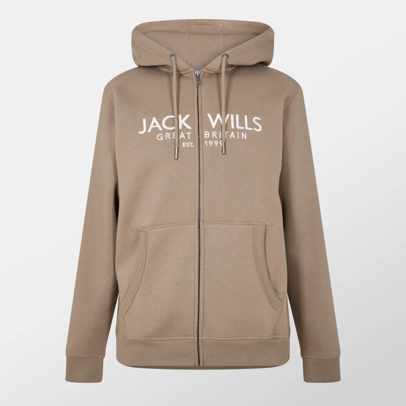 Image of Jack Wills Pinebrook Graphic Zip Hoodie Mens Fawn male S