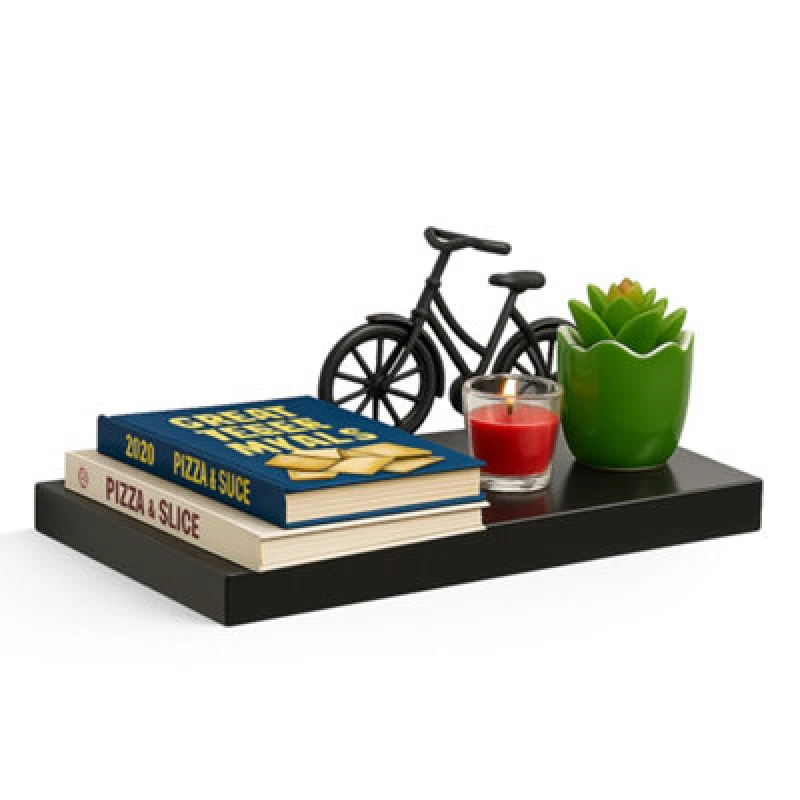 Image of Innoteck 40Cm High Gloss Black Floating Wall Shelf 40Cm