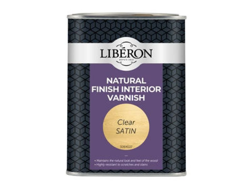 Image of LIBERON Liberon - 126900 Natural Finish Interior Varnish Clear Satin 1 litre libelnfivcsn 126900