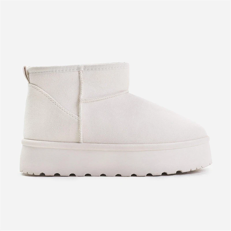 Image of Where's That From 'Calla' Flatform Fur Lining Ankle Boot Cream