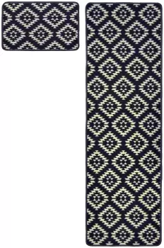 Image of Homemaker Washable Geo Mat and Runner Set - 57x230cm - Navy