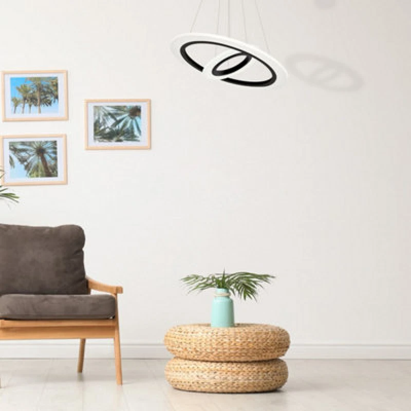 Image of Milagro Cosmo Black LED Pendant Lamp 36W Stylish Contemporary Circular Ring Lights