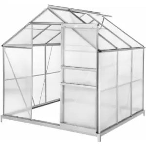 Image of Tectake - Greenhouse in aluminium & polycarbonate w/ foundation - polycarbonate greenhouse, walk in greenhouse, greenhouse base - 190 x 185 x 195 cm