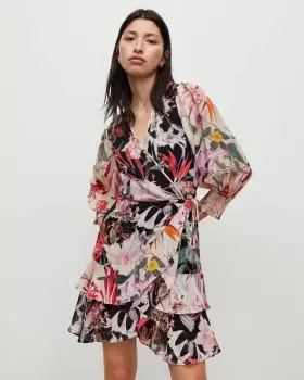 Image of AllSaints Ari Leondra Mini Wrap Dress
