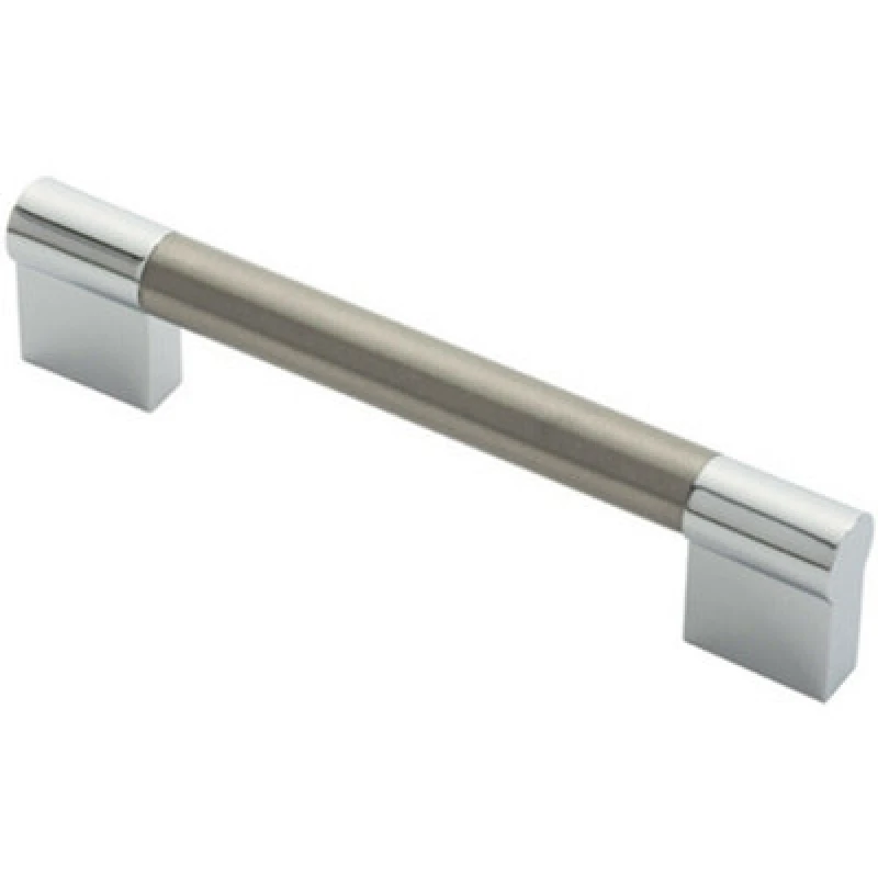 Image of Loops Keyhole Bar Pull Handle 140 x 14mm 128mm Fixing Centres Satin Nickel & Chrome Metallics unisex