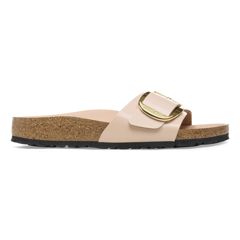 Image of Birkenstock Womens sandals Birkenstock Madrid Big Buckle Natural Leather Patent Beige Female 40