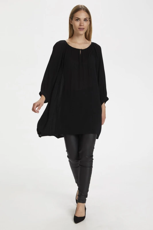 Image of Kaffe Womens Amber 3/4 Sleeve Tunic in Black Size: 12 Black Female 12