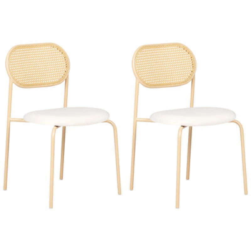 Image of Beliani Set Of 2 Dining Chairs Adaver Metal Light Brown