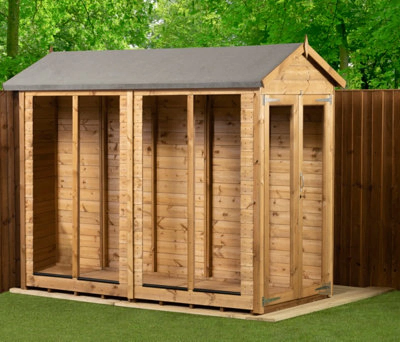 Image of Empire Sheds Empire Apex Summerhouse 4X8 Dipped Treated Tongue And Groove Wooden Garden Shed Double Door (4' X 8' / 4ft X 8ft) (4X8)