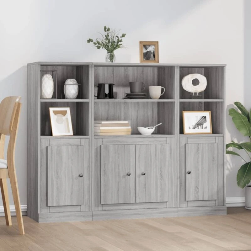 Image of VIDAXL Highboards 3 pcs Grey Sonoma Engineered Wood Vidaxl 3185309
