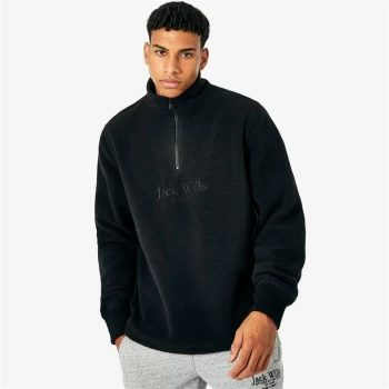 Image of Jack Wills Half Zip Fleece Sweatshirt - Black