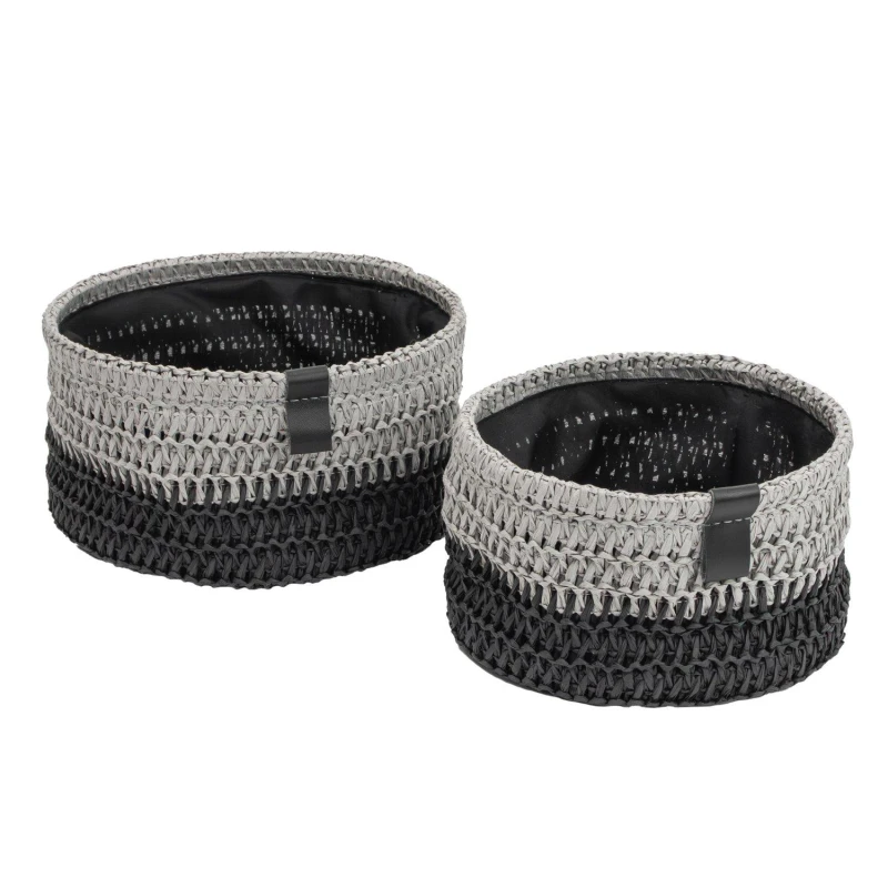 Image of JVL Kenzi Set of 2 Round Storage Baskets Grey unisex Set of 2