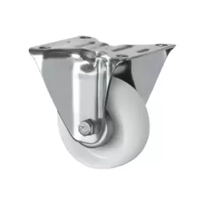 Image of EUROKRAFTbasic Nylon tyres, white, wheel Ø x width 80 x 34 mm, mounting plate, 2+ items, fixed castors