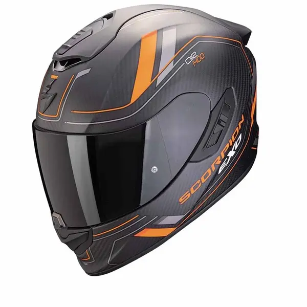 Image of Scorpion EXO-1400 Evo II Carbon Air Mirage Matt Black Orange Full Face Helmet M