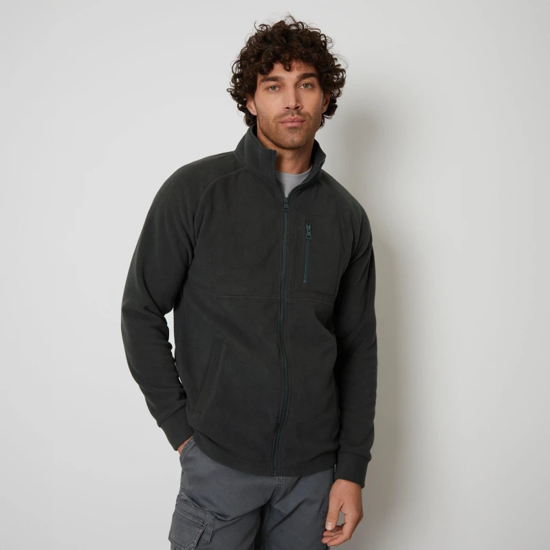 Image of Threadbare 'Orson' Zip Up Microfleece Jacket Charcoal
