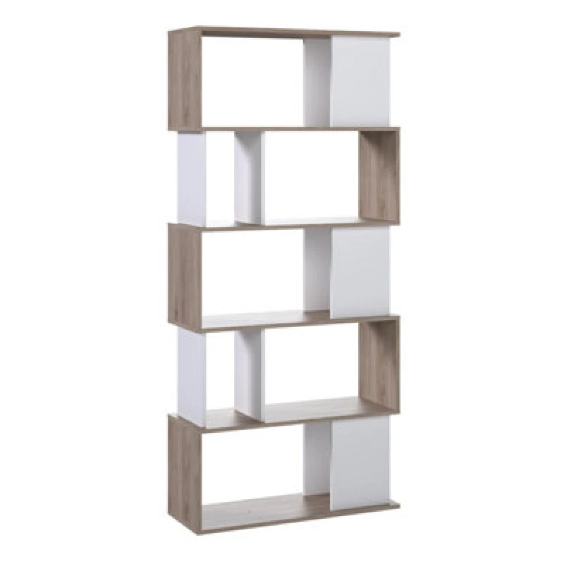 Image of Furniture To Go Maze Open Bookcase 4 Shelves In Jackson Hickory Oak And White