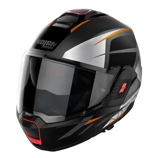 Image of Nolan N120-1 Nightlife N-COM 026 Flat Lava Grey Orange Silver Black Modular Helmet Size M