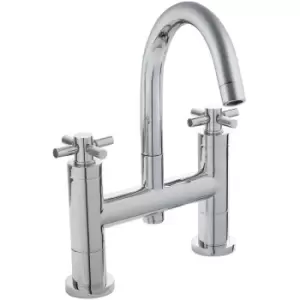 Image of Tec Crosshead Bath Filler Tap Pillar Mounted - Chrome - Hudson Reed