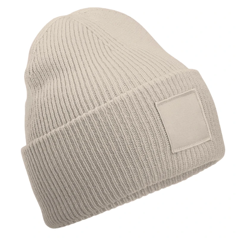 Image of Beechfield Beechfield Men Tonal Patch Beanie in Natural Natural One Size Male 5063652545331