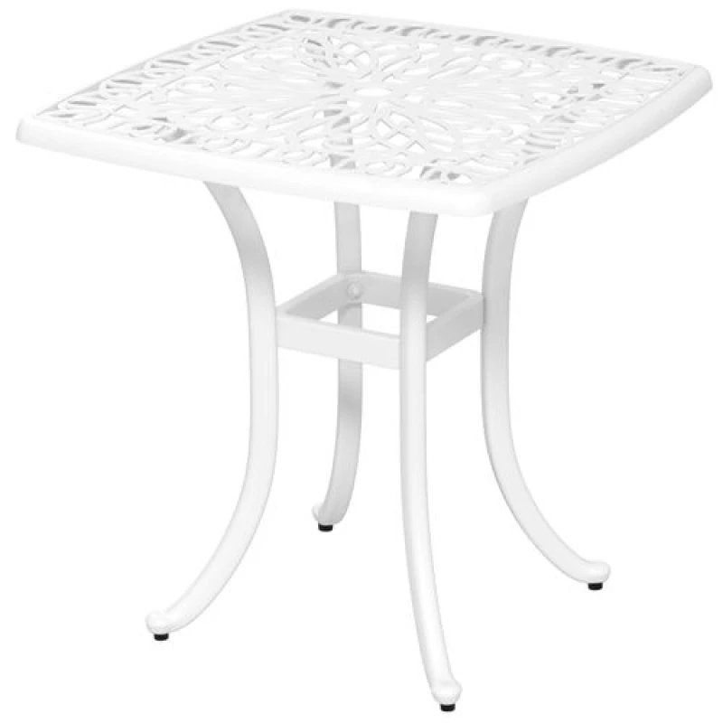 Image of Outsunny Cast Aluminium Bistro Table with Umbrella Hole, White 84G-310V00WT