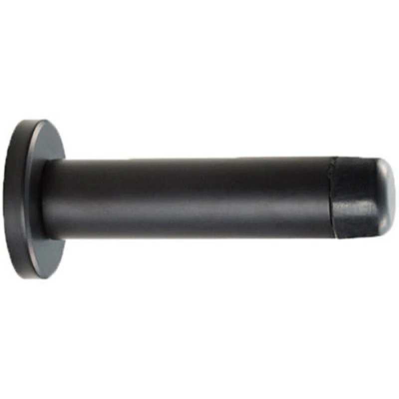 Image of Loops Rubber Tipped Doorstop Cylinder with Rose Wall Mounted 70mm Matt Black Black