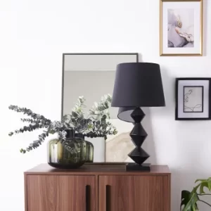 Image of Batali Distressed Black Table Lamp with Large Black Aspen Shade