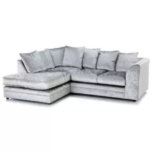 Image of Canolo Luxury LHF Corner Chaise Crush Velvet Sofa - Silver - Silver