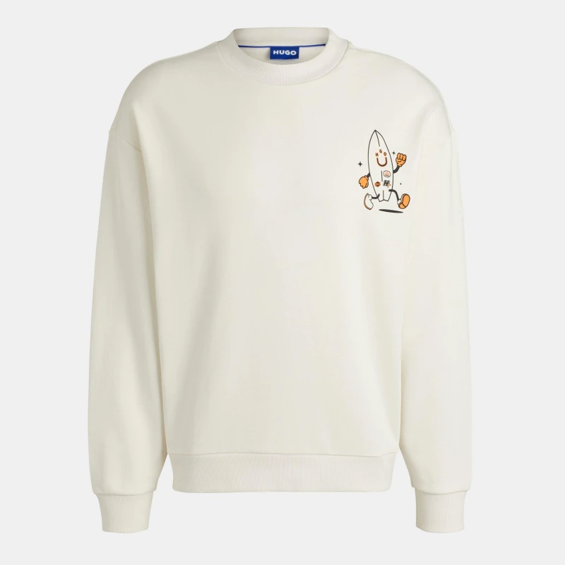 Image of Hugo Mens Crew-Neck Sweatshirt Open White 121 male XL