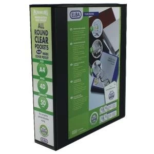 Image of Elba Panorama 50mm 4 D-Ring Presentation Binder A4 Black Pack of 4