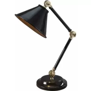 Image of Table Lamp Black & Highly Polished Brass Finish LED E27 60W Bulb d02098