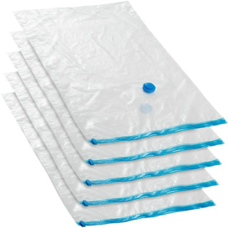 Image of Tectake Vacuum Storage Bags - 5 Bags With Intake And Exhaust Valve L (60 X 95 Cm) - Transparent