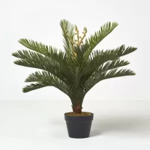 Image of Homescapes - Green 'Sago Palm' Artificial Cycas Plant with Pot, 75cm - Green