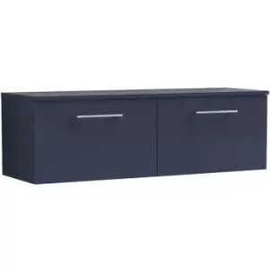 Image of Arno Matt Electric Blue 1200mm Wall Hung 2 Drawer Vanity Unit with Worktop - ARN1722W2 - Electric Blue - Nuie